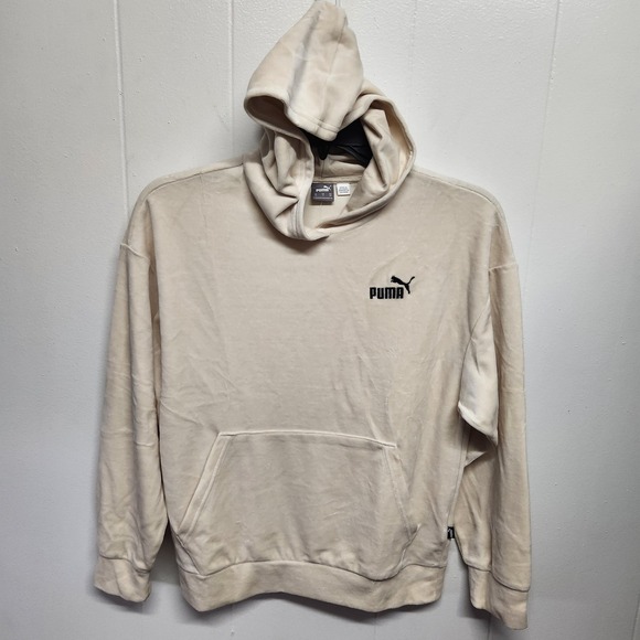 Puma Hoodie Women XS Alpine Snow Cream E5S Elevated Kangaroo Pocket Pullover New - Picture 1 of 11